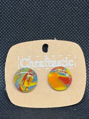 Colorful Swirl Medium Stud Earrings